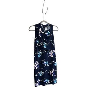 Banana Republic floral draped neck dress hook eye closure zipper back Size 6